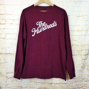 The Hundreds Long Sleeve Shirt Mens XL Burgundy Forever Slant Logo Cotton Skate